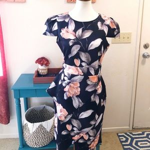 Fall Wedding Floral MIDI Dress